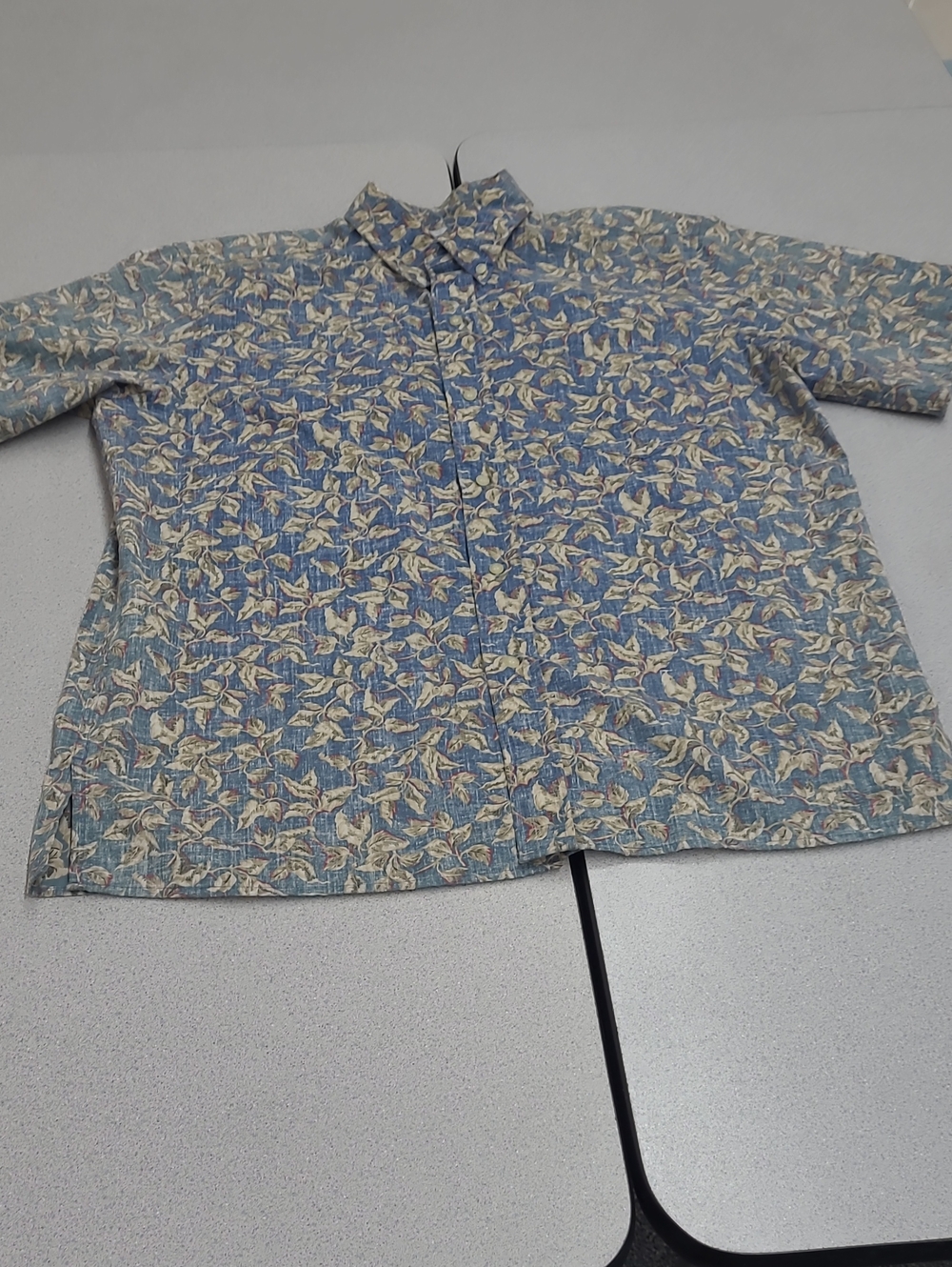 Reyn Spooner Blue Tropical Leaf Shirt Size XL